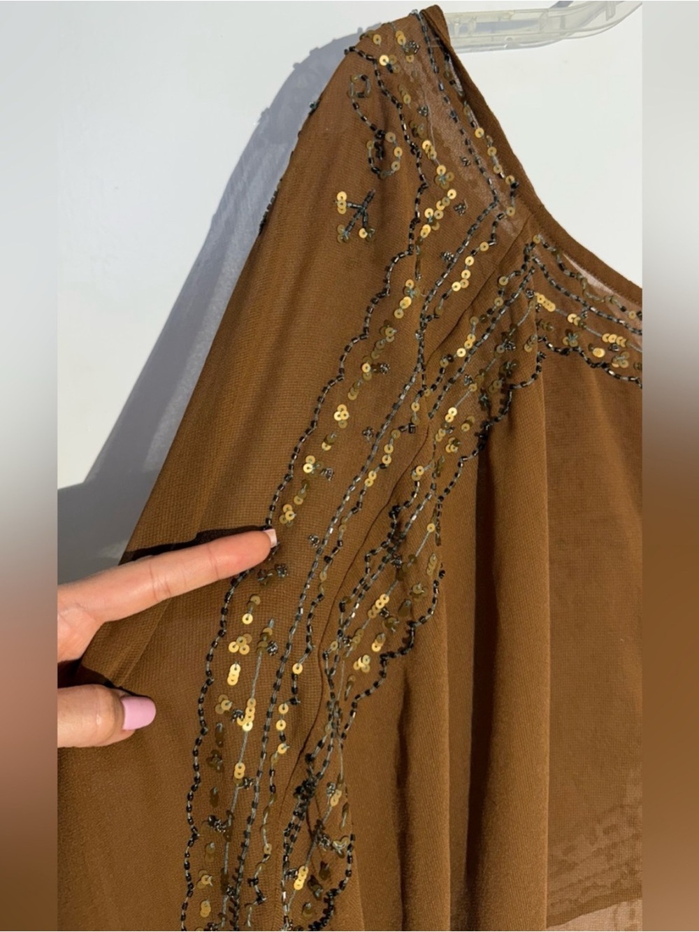 NWT Free People Brown Beaded Calla Embellished Cape Western Top - Picture 12 of 13